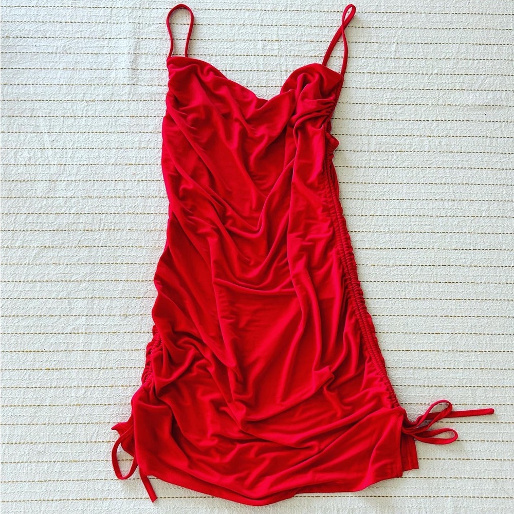 Draped neck Tiger Mist mini dress